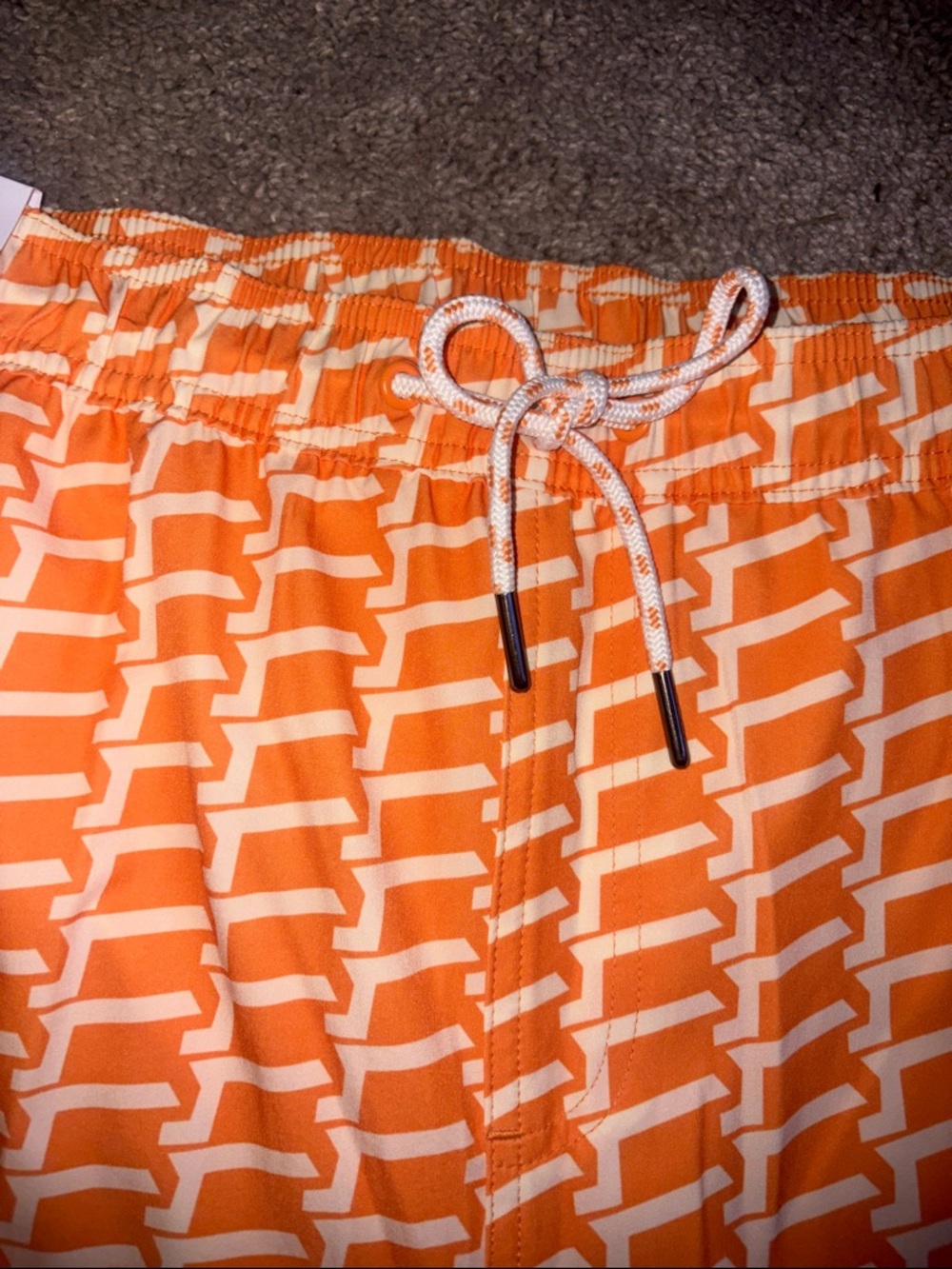 Goodfellow & Co Orange Geometric Swim Trunks with Drawstring - Picture 5 of 8
